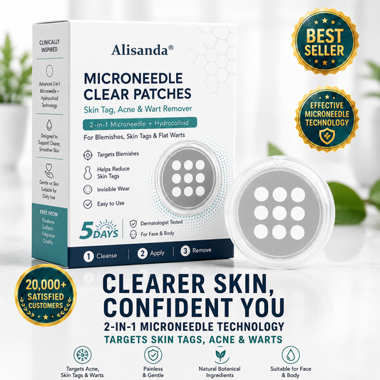 Alisanda®2-in-1 Microneedle & Hydrocolloid Patch🍀| Removes Raised Moles, Acne, Flat Warts & Skin Tags