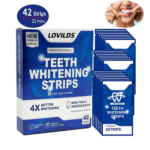 Professional Teeth Whitening Strips - Pack of 42 Strip Safe for Enamel - Non Sensitive Teeth Whitening